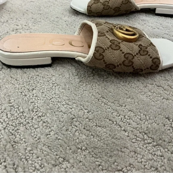 Gucci | Shoes | Gucci Brown And White Mules With Signature 